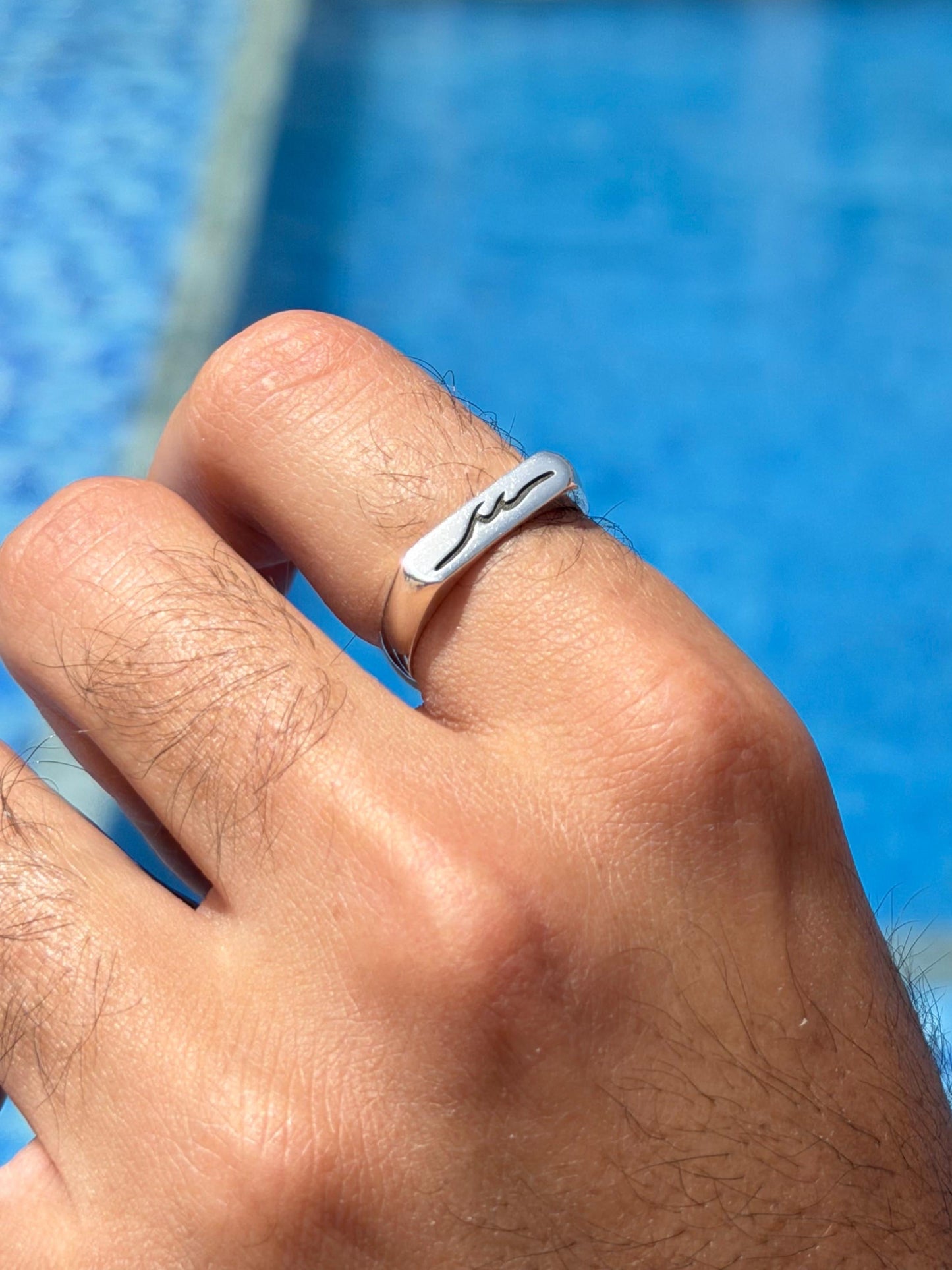 Engraved Wave Ring in Sterling Silver 925s