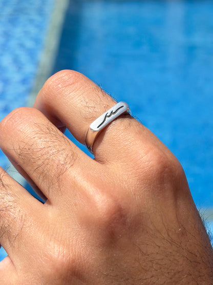 Engraved Wave Ring in Sterling Silver 925s