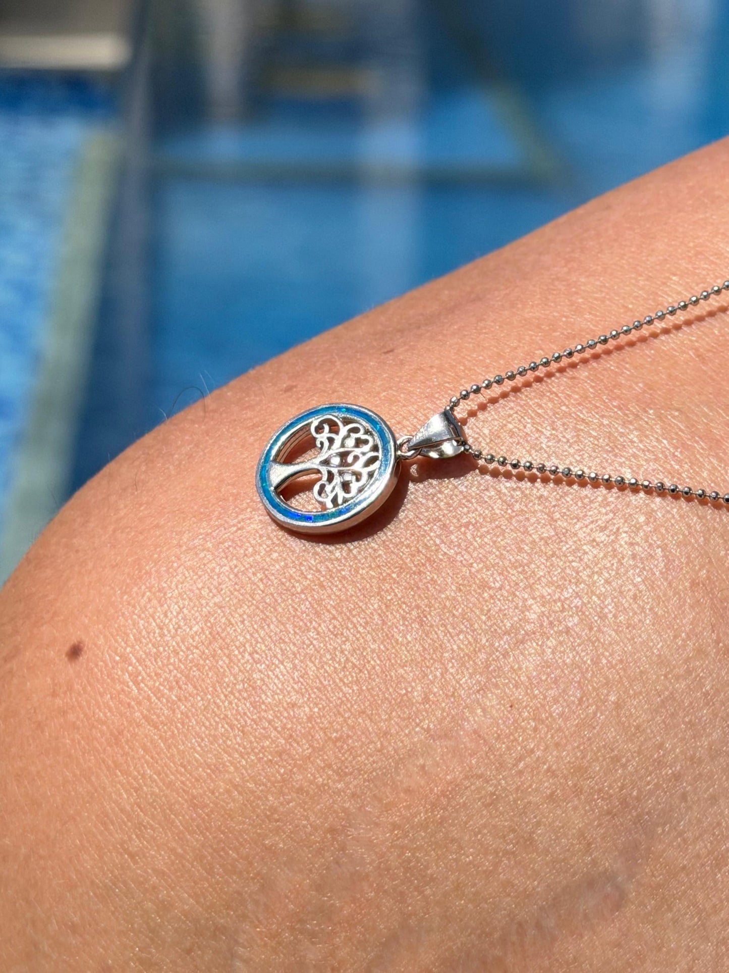 Life Tree Opal Necklace in Sterling Silver 925s