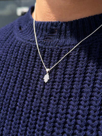 Clear Hamsa-Grommet Necklace Sterling Silver 925s