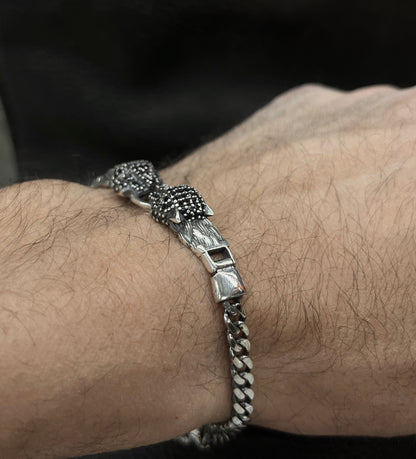 Zirconia Jaguar Link Bracelet Exclusive Bracelet S925 Sterling Silver for men