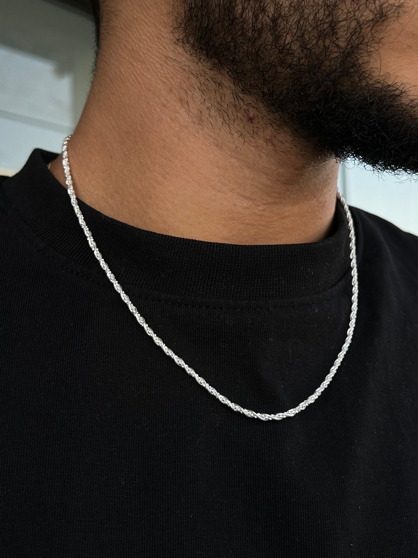 Twisted Maze Necklace For Men Sterling Silver925-(49cm-3mm)