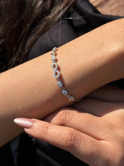 Zirconia infinity-Dots Bracelet -in Sterling Silver -925