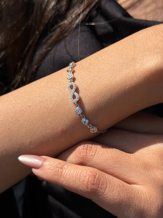 Zirconia infinity-Dots Bracelet -in Sterling Silver -925