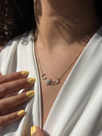 Gold Plated Orbit Glow Necklace in Sterling Silver 925s