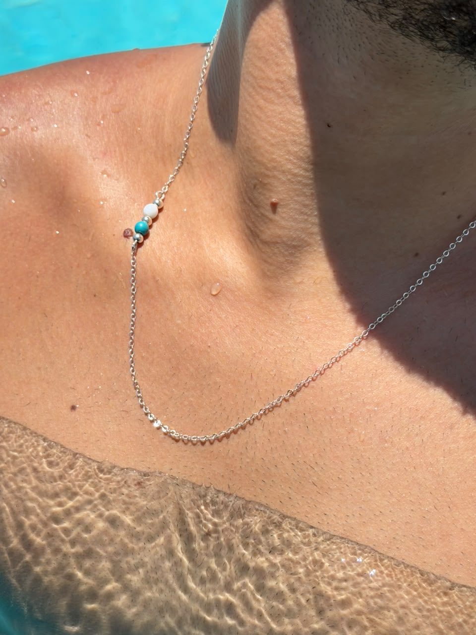 Turquoise Beaded Necklace in Sterling Silver 925s