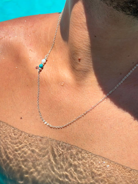 Turquoise Beaded Necklace in Sterling Silver 925s