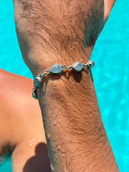 A moon stone  Bracelet Sterling Silver 925s-19cm
