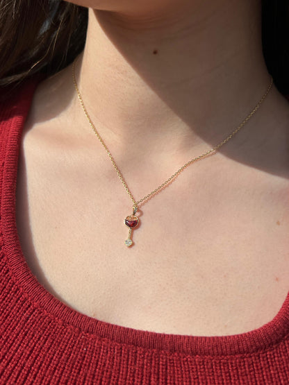 Fine Gold plated GarniKey Necklace-in Sterling Silver -925