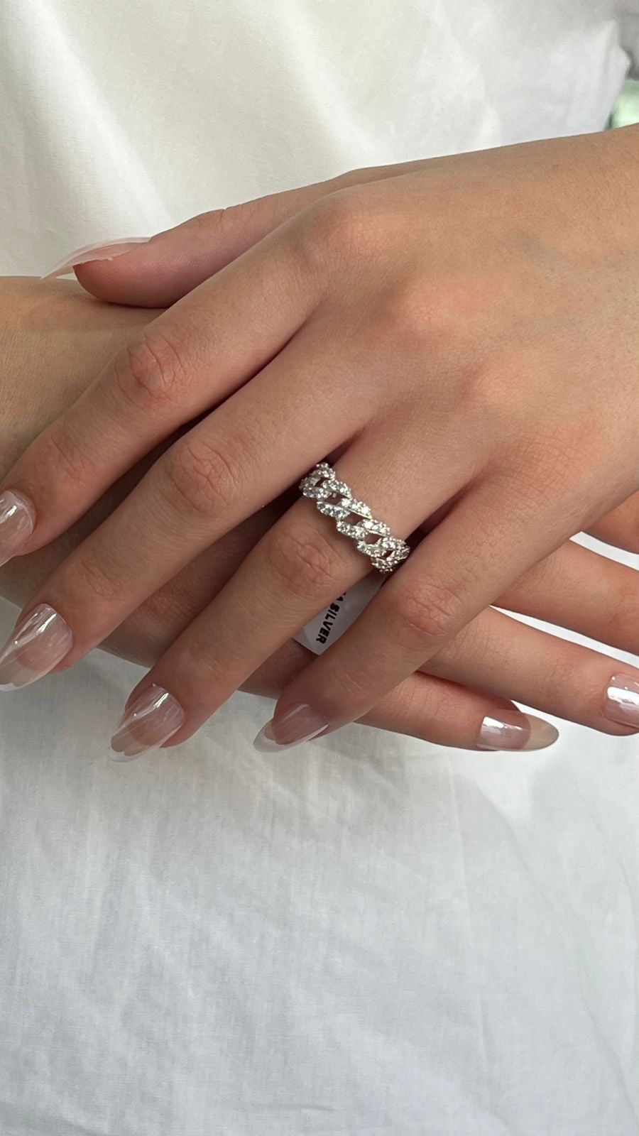 Iced Out Cuban Link Ring In Italian Sterling Silver s925