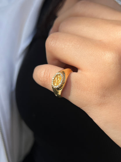 “Enta Omry” Pinky Ring 
 -in Sterling Silver -925- Fine Gold Plating