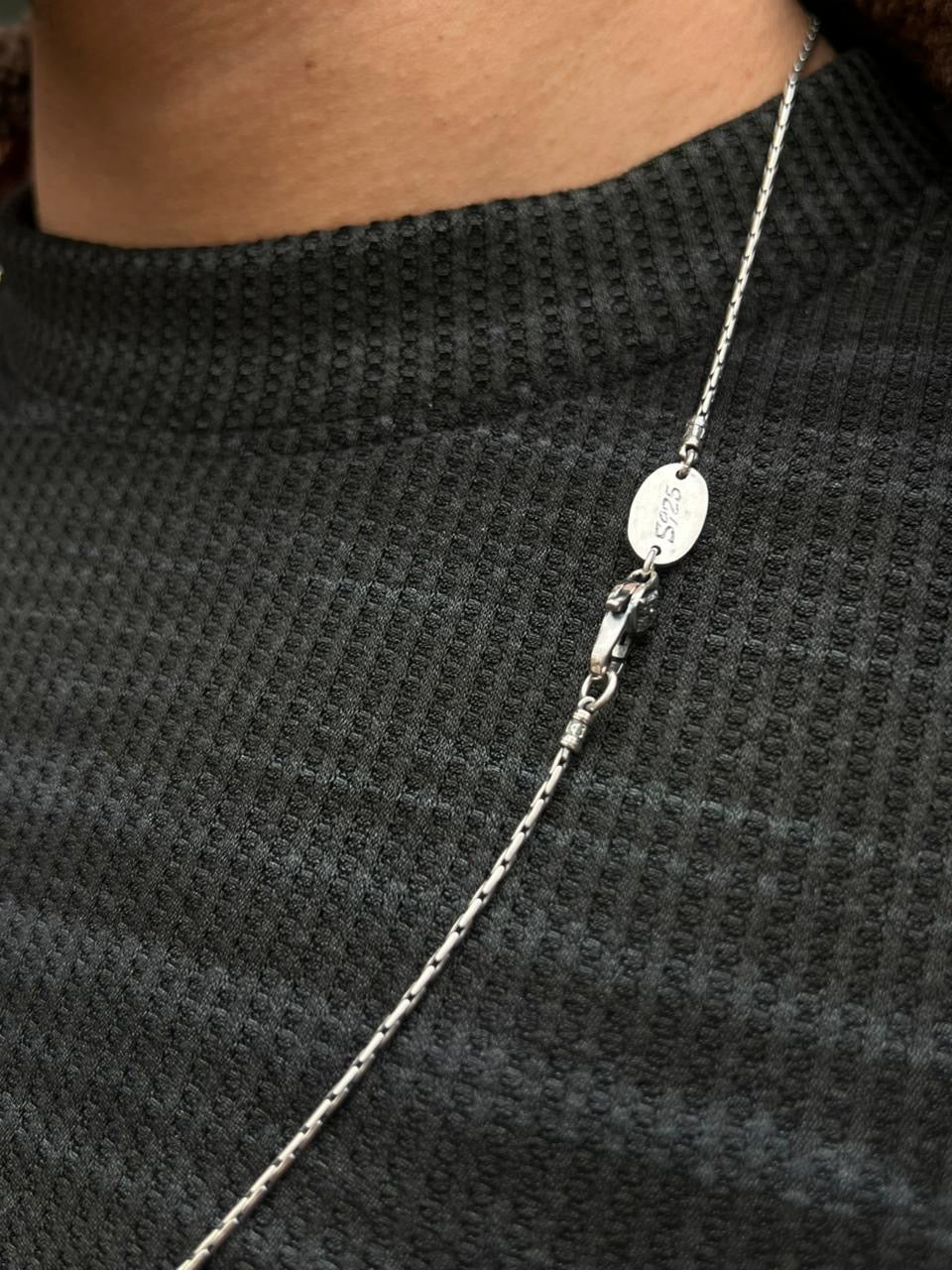 Decent Rune Necklace-Pure Sterling Silver 925s-(64cm-2mm)