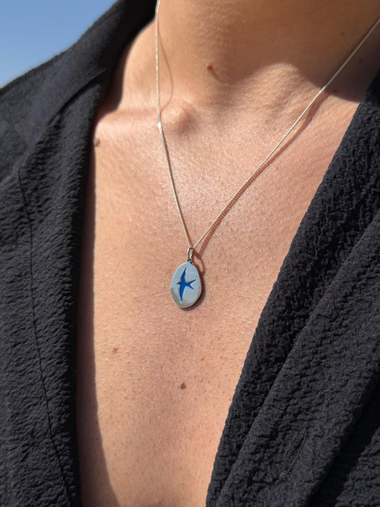 Blue Liberty Necklace in Sterling Silver 925s
