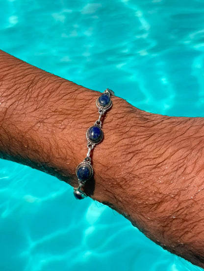 A lapis stone Bracelet Sterling Silver 925s-19cm