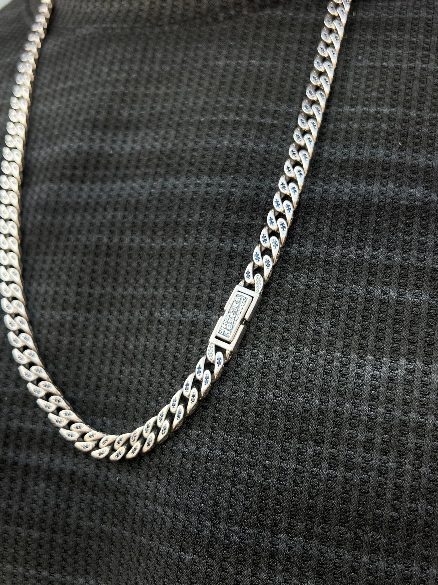 Midnight Grommet Necklace for Men's Sterling Silver 925s-(70cm-12mm)