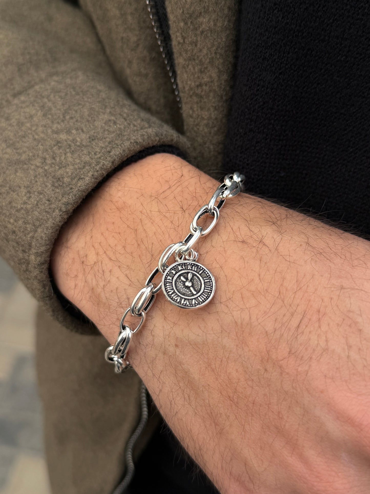 Chrono link -S925 Sterling Silver Bracelet-20cm-7mm