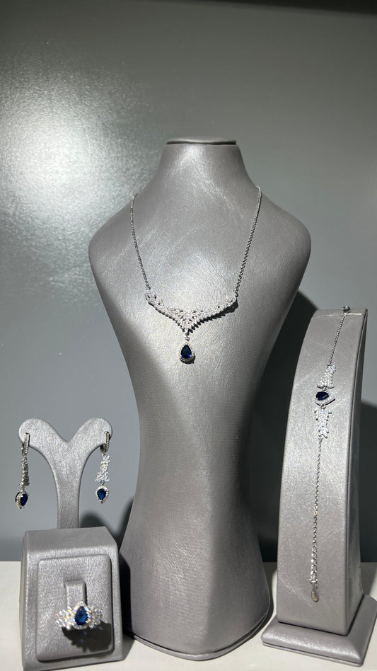 Navy Blue Tear of Elegance – in Italian Sterling Silver Set