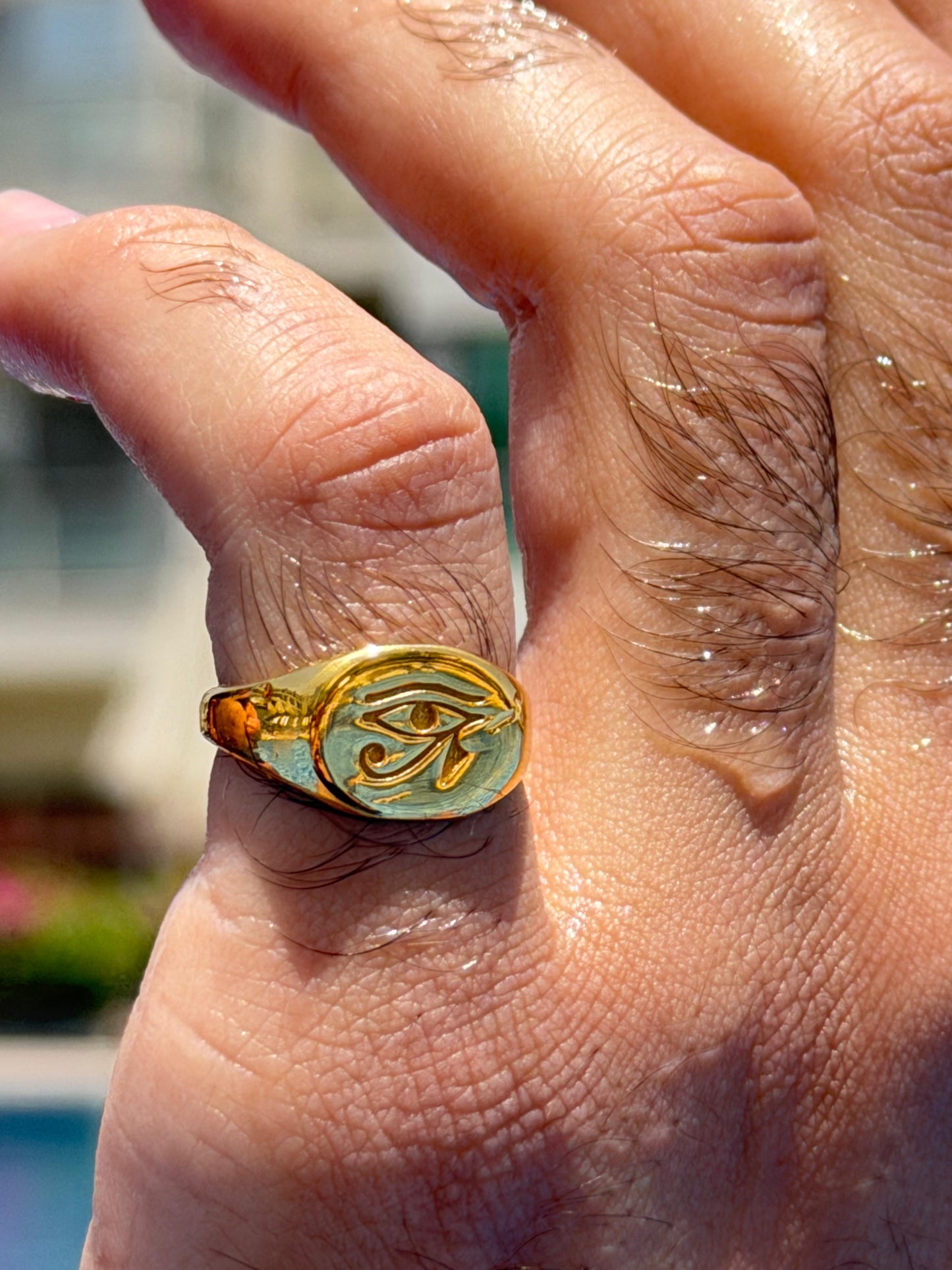Ain Horus Ring in Sterling Silver 925s-Fine Gold Plated