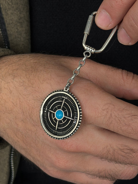 Compass Key Chain -Sterling Silver-9cm