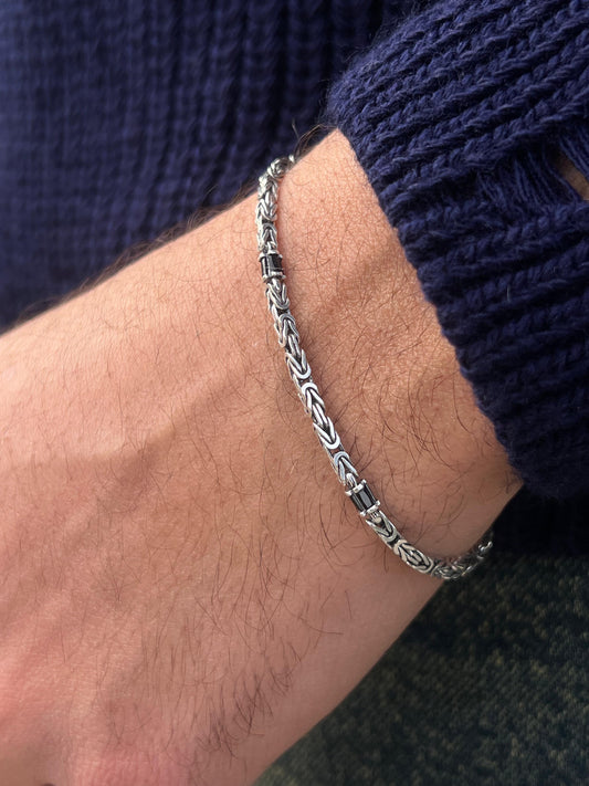Zu King -S925 Sterling Silver Bracelet for men-(3mm)