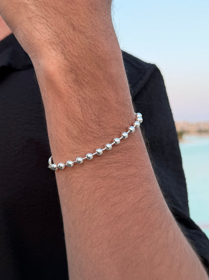 Link beaded Chain Bracelet in Sterling Silver925s -20cm
