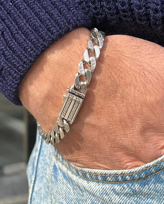 Versace Grommet Bracelet-Pure Silver.925(22.5cm-10mm)