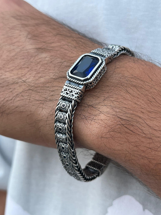 Stormy Navy Bracelet for Men's Sterling Silver 925s-21cm