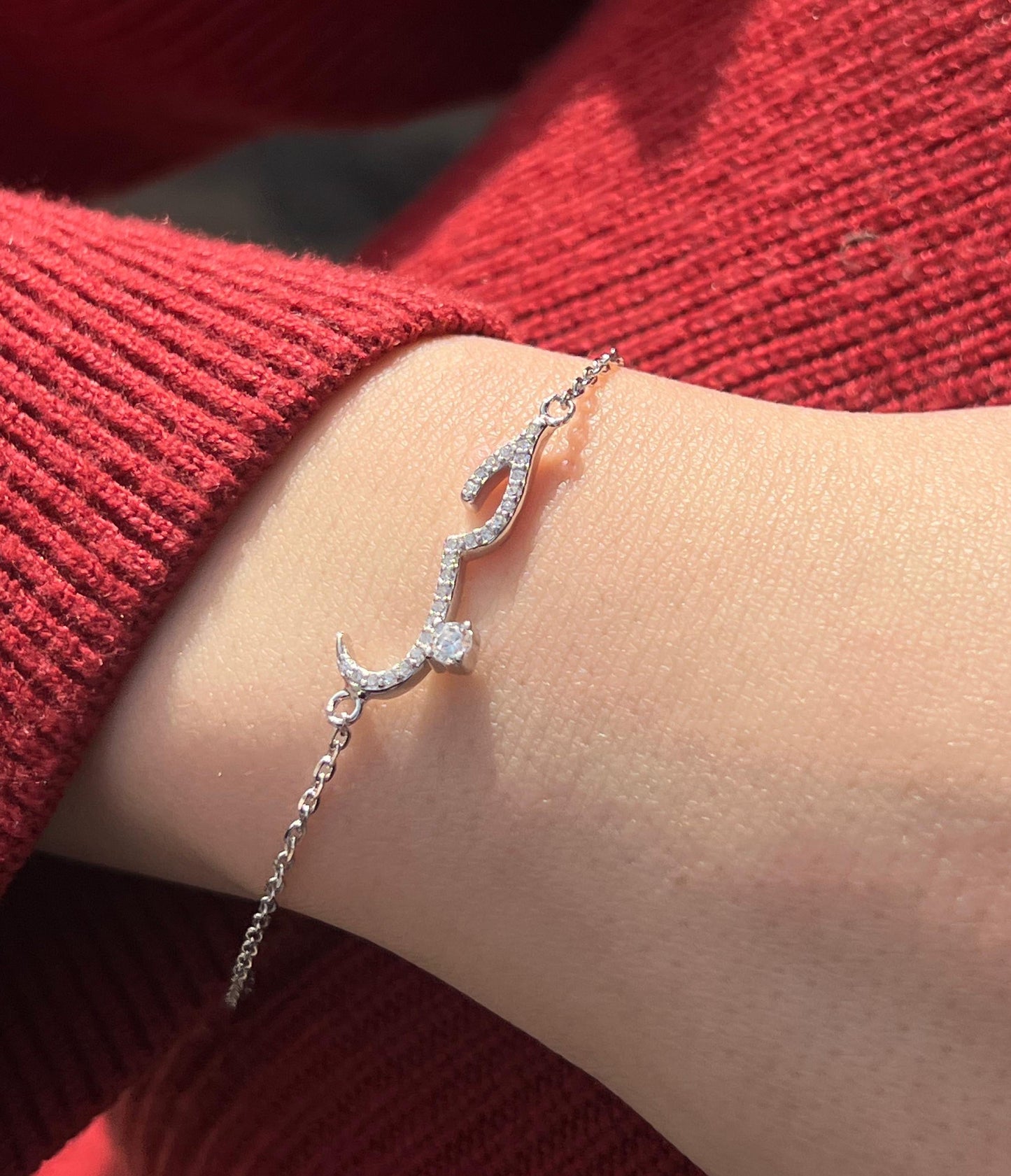 Zirconia "حب"Bracelet -in Sterling Silver -925