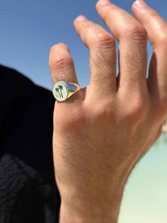 Green Palm Paradise Ring in Sterling Silver925s