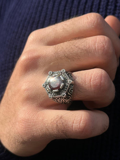 Bloody Stone Ring -for Men's Sterling Silver 925s