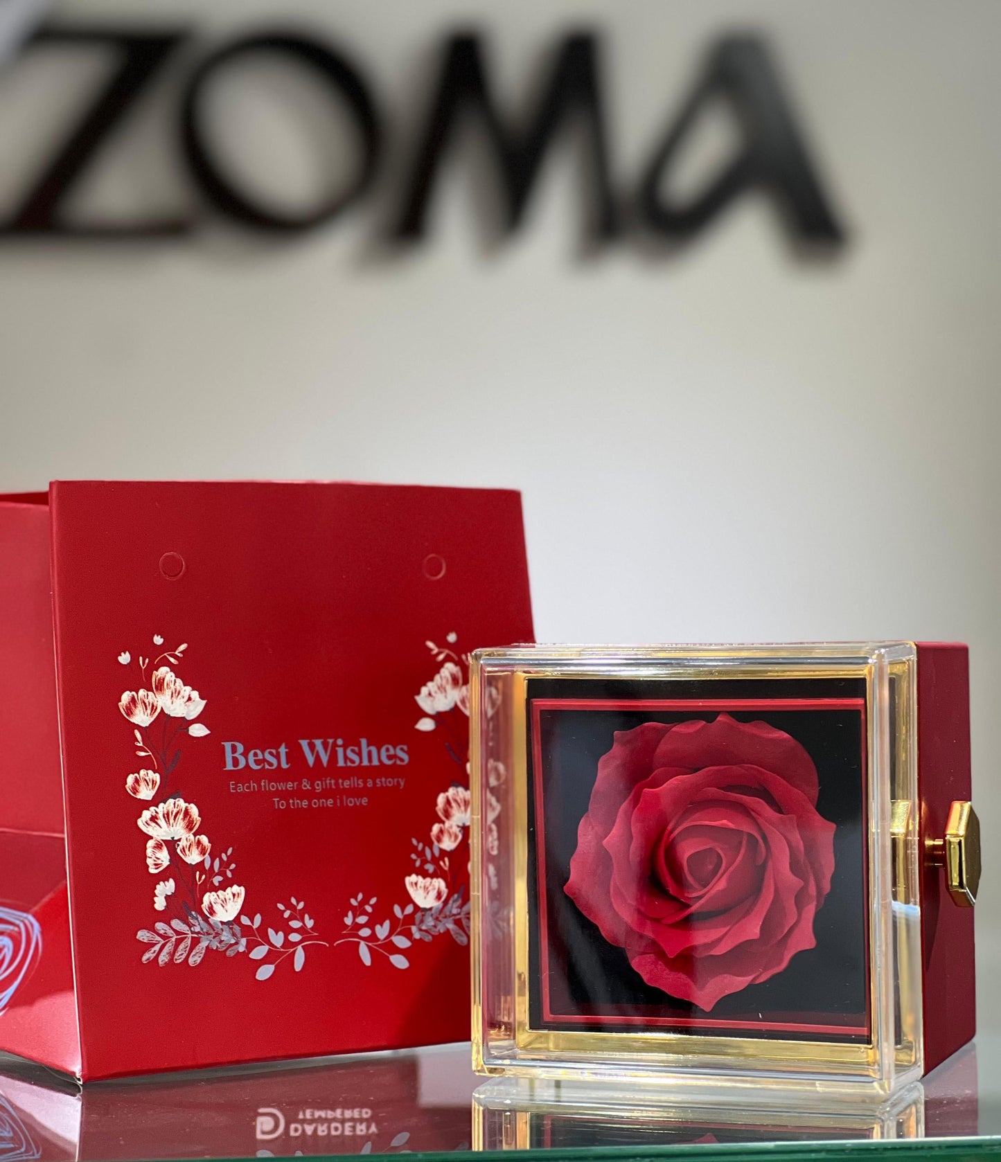 Red Rotating (Natural Flower) Box❤️‍🔥