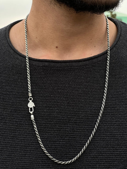Thick Rope Necklace For Men Sterling Silver - 925