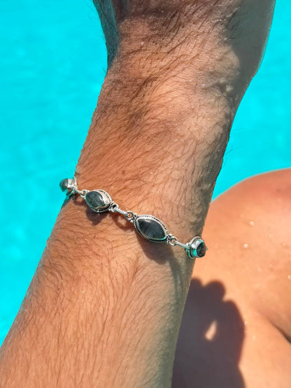 A labradorite stone Bracelet Sterling Silver 925s-19cm