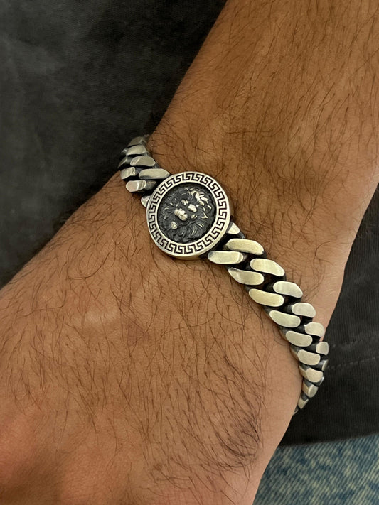 One of one - Sleek Versace Lion Bracelet for Men's Sterling Silver 925s