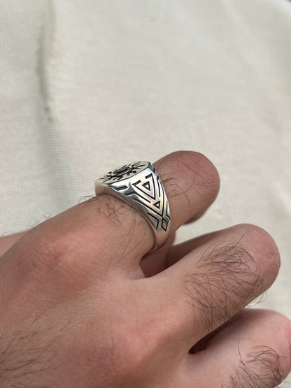 Sun Signet Ring -for Men's Sterling Silver 925s