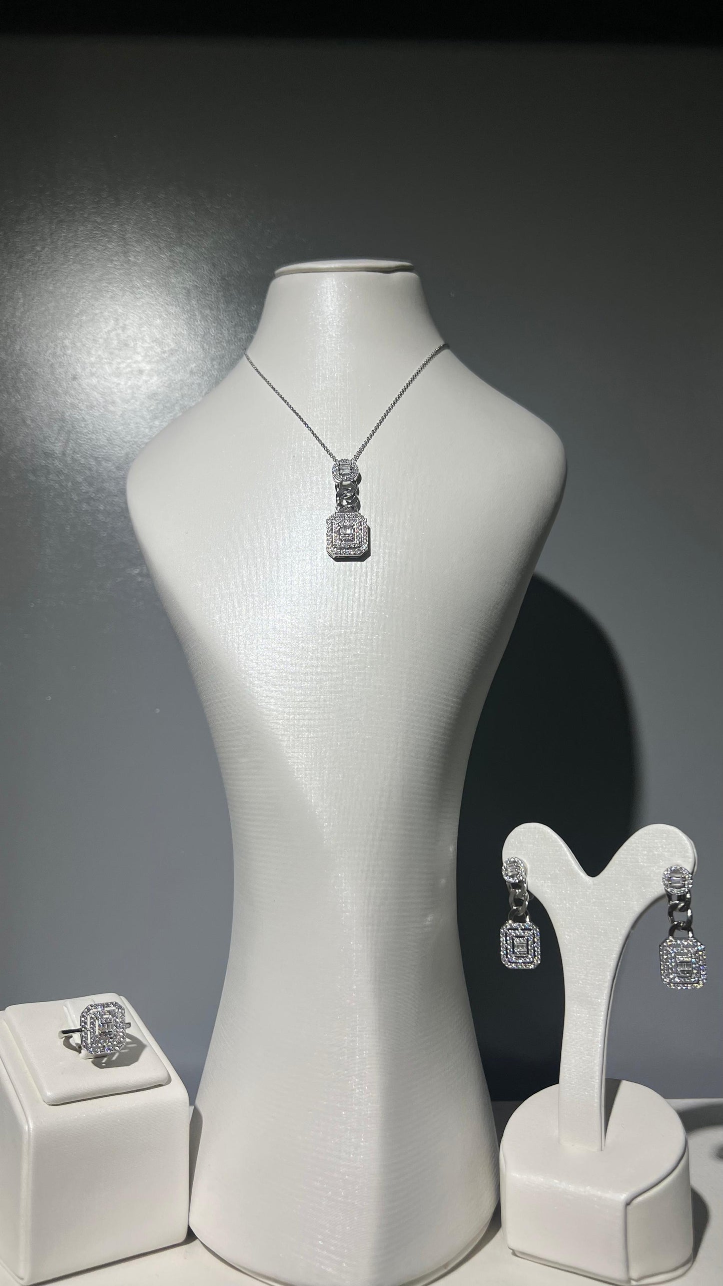Clear cubic half set pure silver S925-
