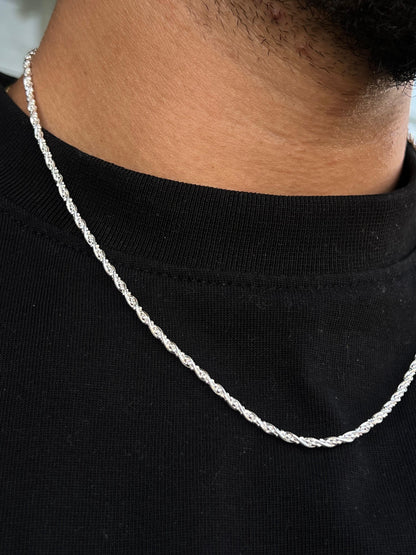 Twisted Maze Necklace For Men Sterling Silver925-(49cm-3mm)