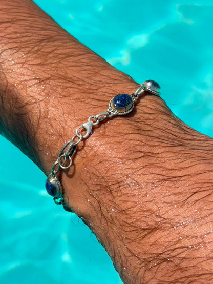 A lapis stone Bracelet Sterling Silver 925s-19cm