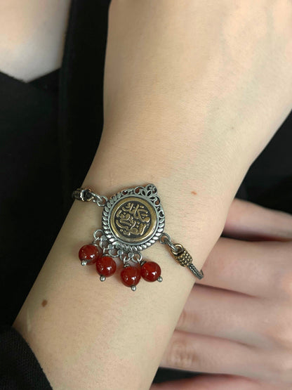 Arabic Bracelet (مكانك في القلب) T Lock - pure Silver -18cm