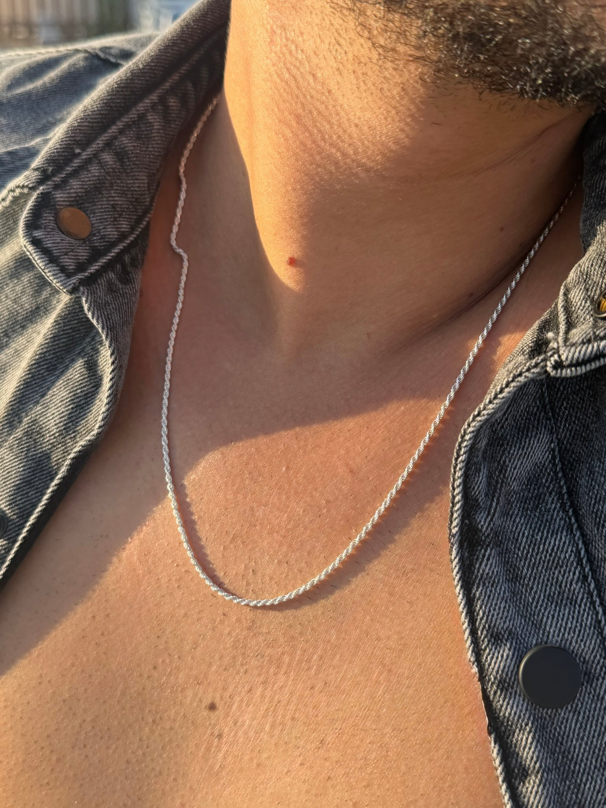 Helix Rope Necklaces for Men's Sterling Silver 925s-1.5mm-