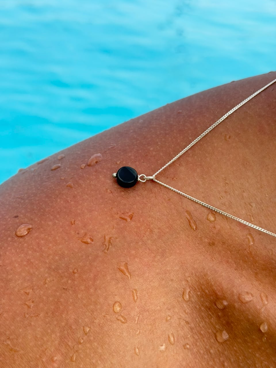 Round Onyx Necklace Sterling Silver 925s