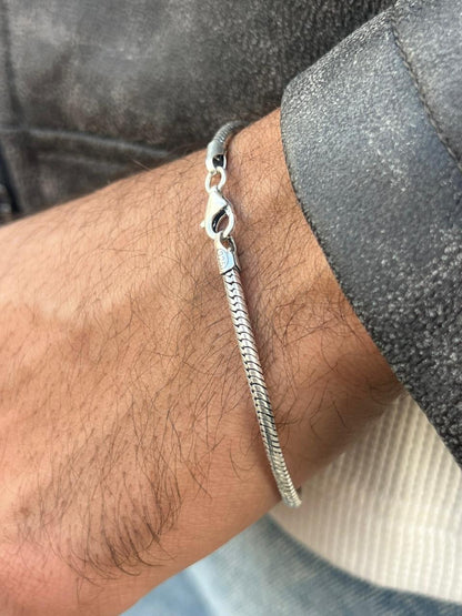 Thick Rattail S925 Sterling Silver Bracelet for men(21cm-4mm)