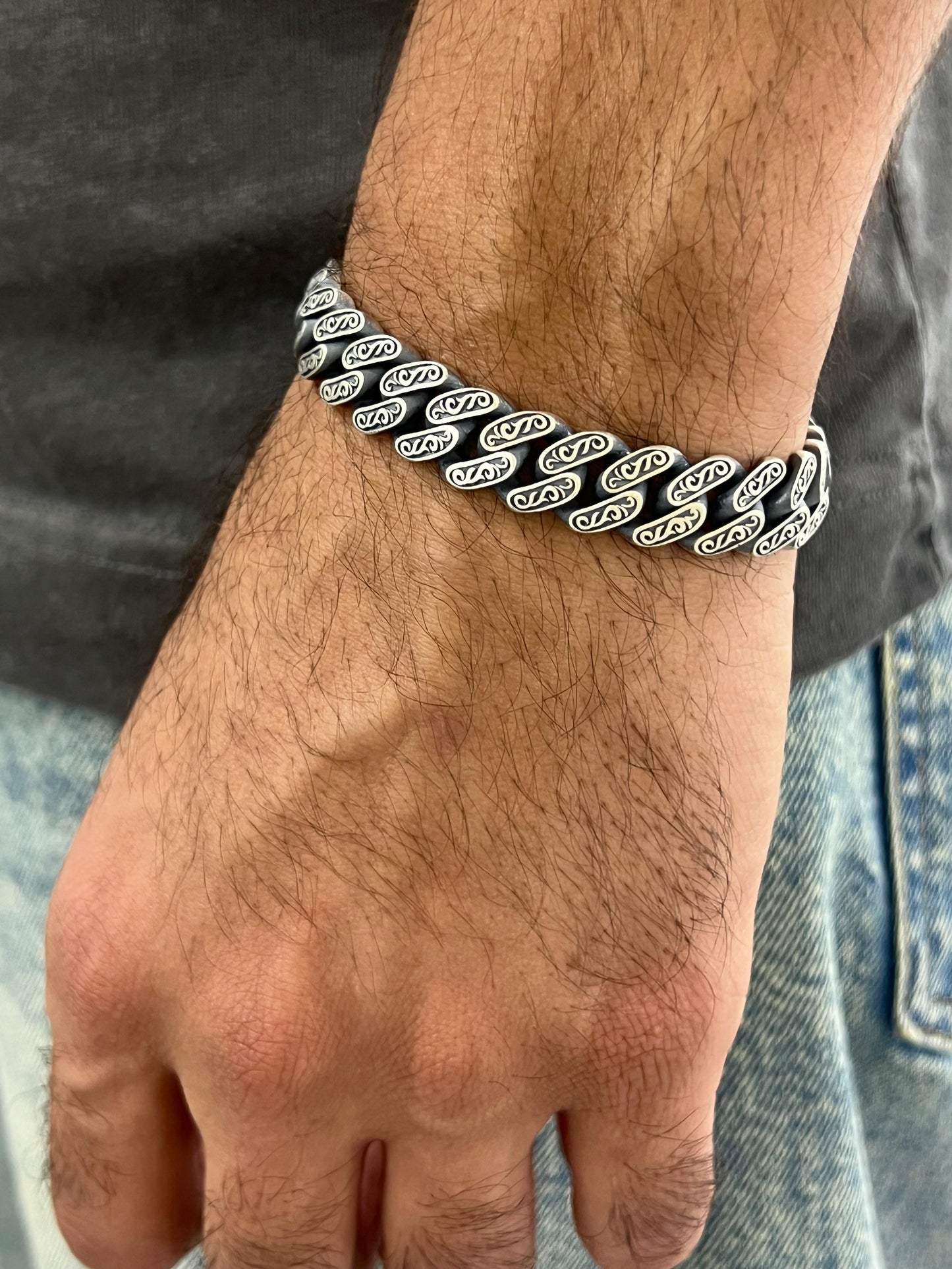 Storm Shadow Bracelet for Men's Sterling Silver 925s-19cm