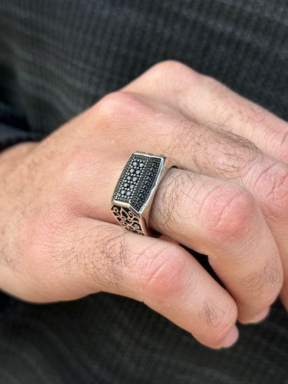 Victory black Ring -for Men's Sterling Silver 925s