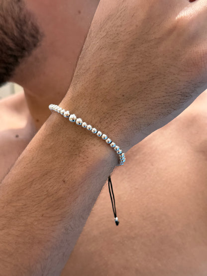 Silver Beads Adjustable Macramé Bracelet