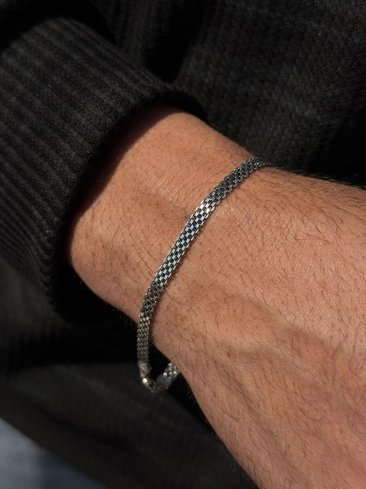 Midnight Mesh-S925 Sterling Silver Bracelet (21cm-4mm)