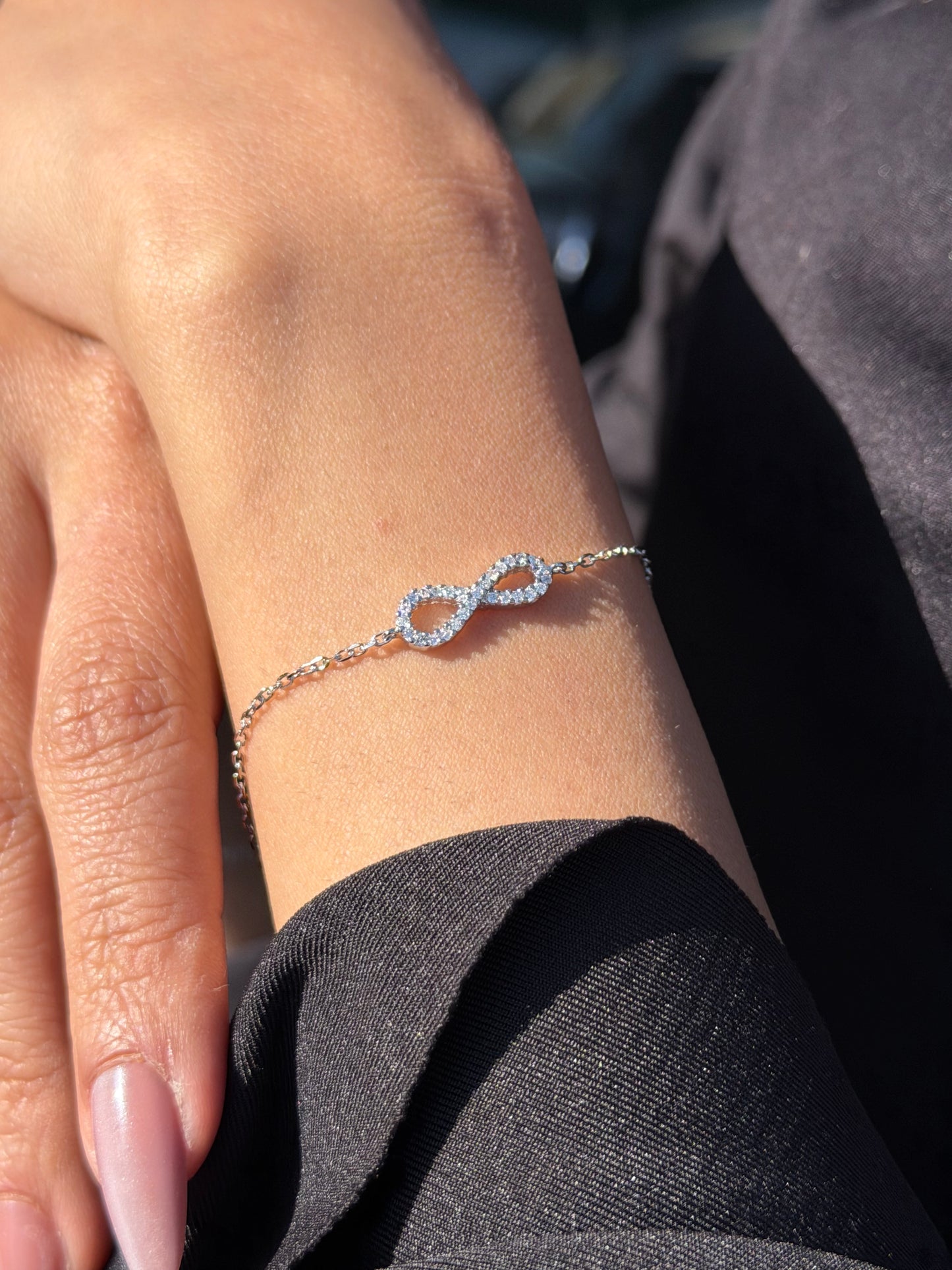 Zirconia infinity Bracelet -in Sterling Silver -925