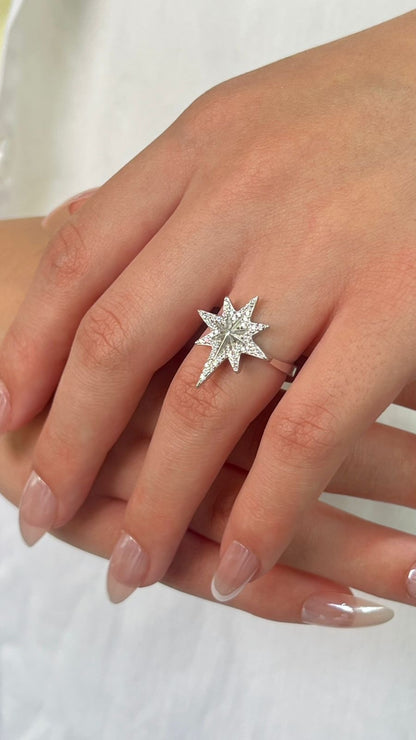 North Star Ring-in Italian pure silver S925-