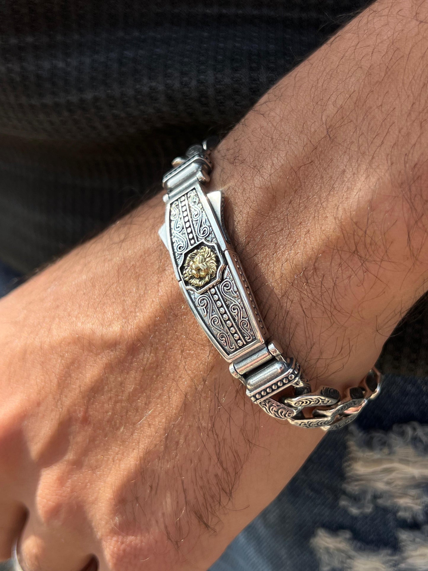 Lion Dominus Bracelet Sterling Silver 925s-(20cm-12mm)