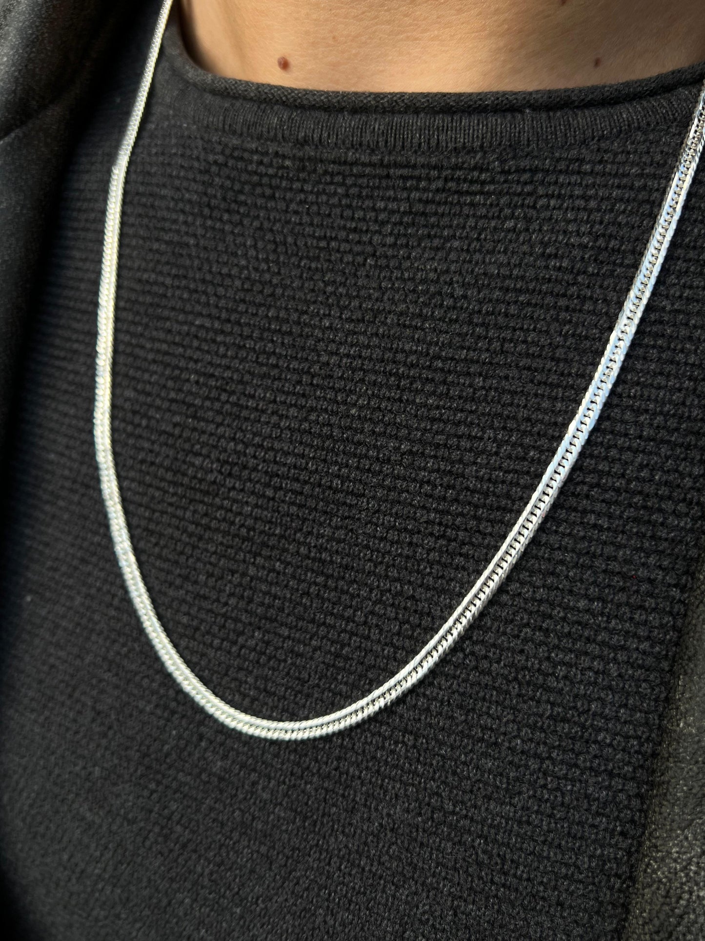 Miami Grommet Chain For Men Sterling Silver925 -(62cm-4mm)